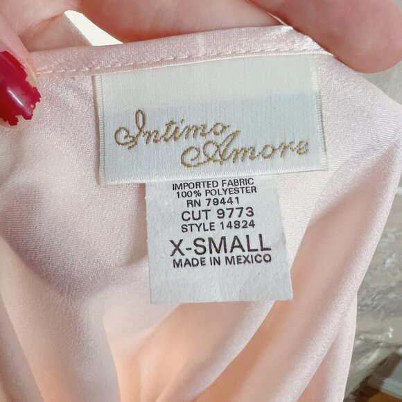 Vintage Intimo Amore Light Pink Ballerina Pink Satin Slip Lace Size XS - Picture 6 of 7